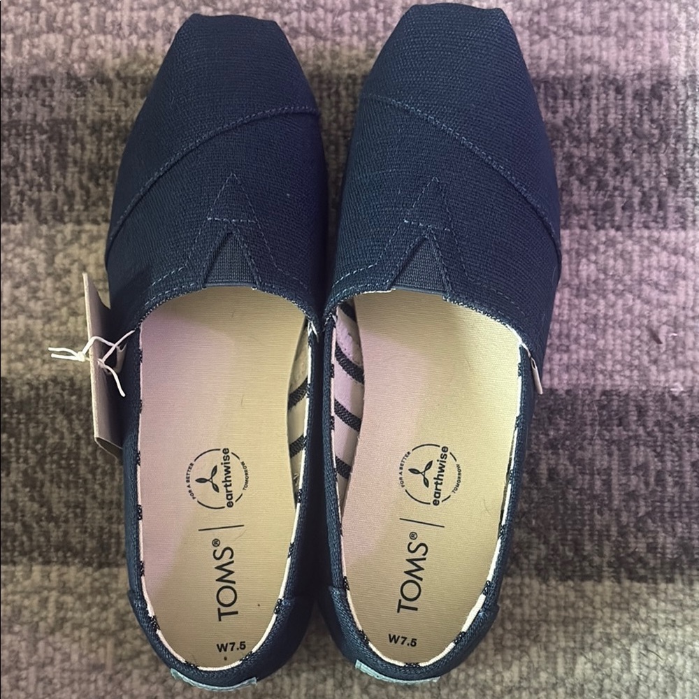 Toms Blue Canvas Flats with Elastic Insert